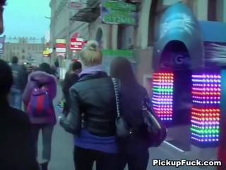 Real public dirty film with a stunning brunette