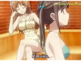 Bela anime meninas em sauna
