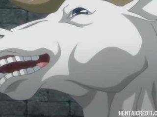Anime magkasintahan fucked sa pamamagitan ng horse halimaw