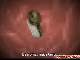 Bigboobs hentai coed gets dilatih all hole by snakes