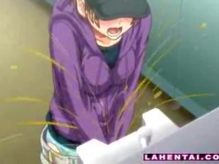 Manga tineri femeie pe the toaleta